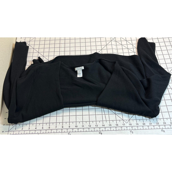J Jill Black Cropped Open Cardigan Sweater 1X Cotton Rayon Staple Long Sleeve - Picture 4 of 7